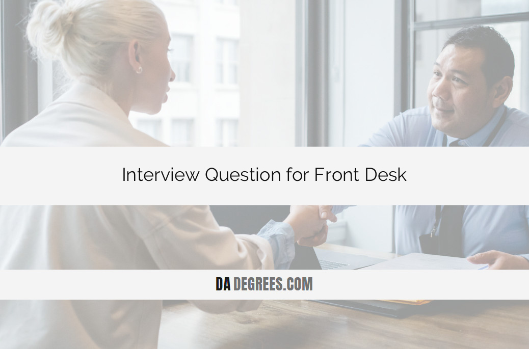 Open the door to success with our expert guide to front desk interview questions. Whether you're a seasoned hospitality professional or just stepping into the industry, unlock key insights and winning responses tailored for front desk roles. Click now for a competitive edge, ensuring you make a lasting impression and excel in the dynamic world of customer service and administration.